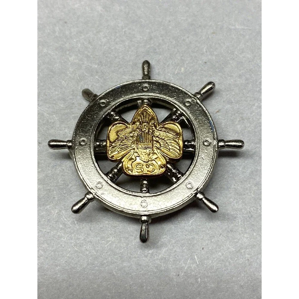 Vintage Girl Scouts Ship Wheel Pin
